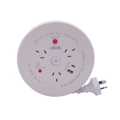 Click 3 Metre Cable Reel With USB Charger Car Wiring Adapter