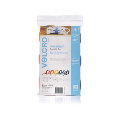 VELCRO Brand ONE-WRAP 13mm x 200mm Multicolour Ties - 60 pieces