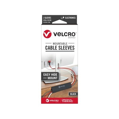 VELCRO Brand 20.3 x 12cm Black Mountable Cable Sleeves - 2 pieces Car Wiring
