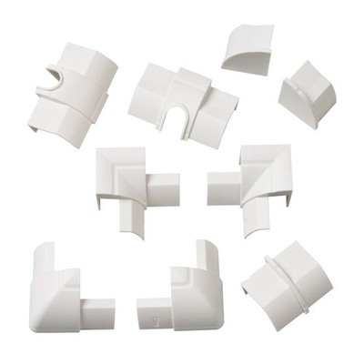 D-Line 22 x 22mm White 9 PieceS Smooth Fit Cable Cover Accessories Bends Connect