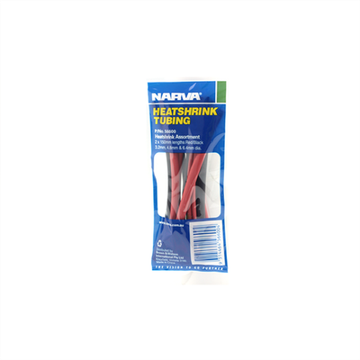 Narva 150mm (L) 3.2mm-6.4mm (Dia.) Red & Black Assorted Heatshrink Tubing - 12 P