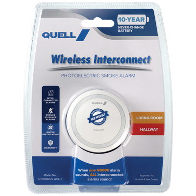 Quell Q5000 Wireless Interconnect Photoelectric Smoke Alarm - Suits Living Room