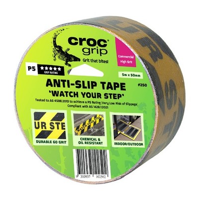 Croc Grip 5m x 50mm "Watch Your Step" Anti-Slip Tape