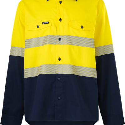NEWCiteco Size L Yellow/Navy Long Sleeve Taped Shirt Hi Vis