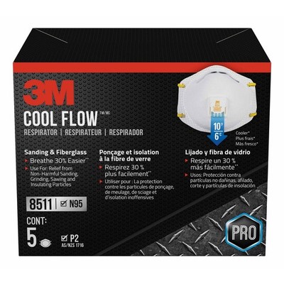 3M P2 Particulate Sanding and Fibreglass Valved Respirators - 5 pieces