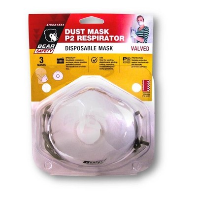 Bear Disposable P2 Respirator Dust Mask With Valve - 3 pieces