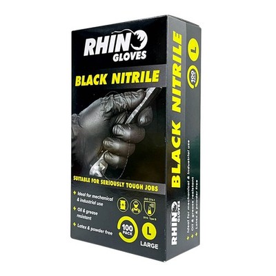 Rhino Gloves Nitrile Large Disposable Gloves - 100 pieces