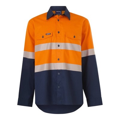 Citeco Orange/Navy Hi Vis Long Sleeve Taped Shirt - Size L