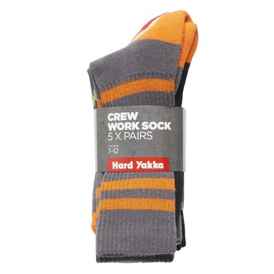 Hard Yakka Crew Work Socks - Size 7-12 - 5 pieces