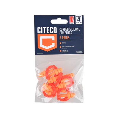 Citeco Class 4 PU Corded Ear Plugs TX-CTC488031-0 - 5 pieces