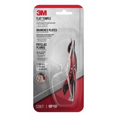 3M Black Clear Flat Temple Safety Glasses