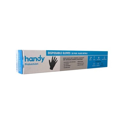 Handy Black Protection Nitrile Disposable Gloves - 20 pieces