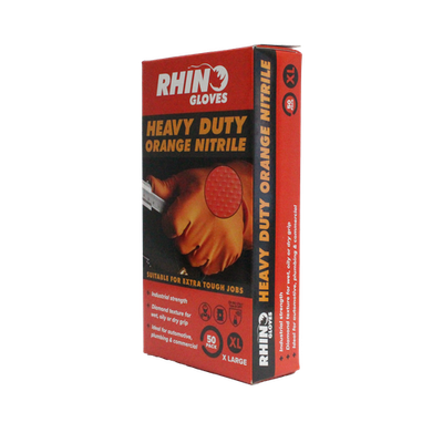 Rhino Extra Large Orange Heavy Duty Nitrile Disposable Gloves