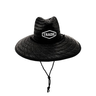Tradie Black Straw Hat - One Size