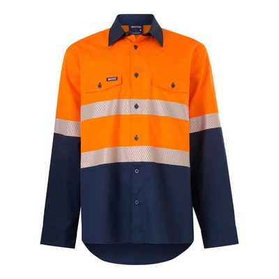 Citeco Men's Orange/Navy Long Sleeve Taped Shirt Hi Vis - Size M