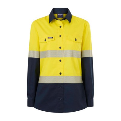 Citeco Yellow/Navy Womens Taped Hi Vis Long Sleeve Shirt - Size 10