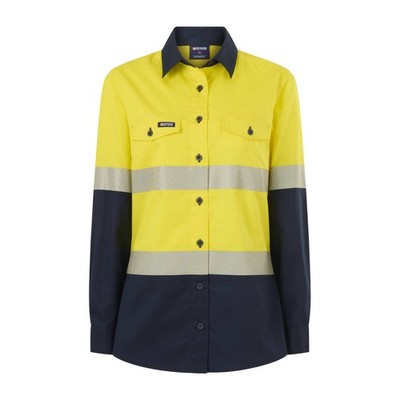 Citeco Women's Yellow/Navy Long Sleeve Shirt Taped Hi Vis - Size 16