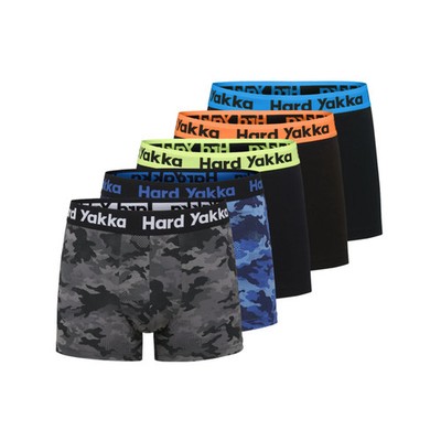 Hard Yakka Black/Camo Men's Cotton Trunks - 5 Pack - Size S