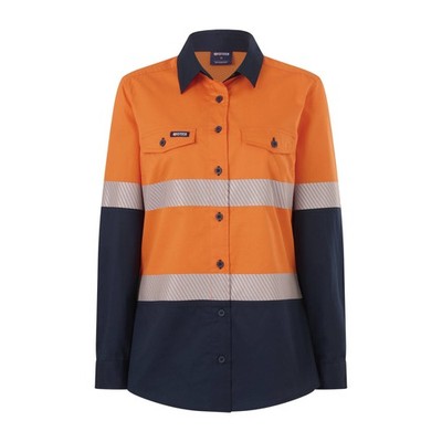 CitecoWomen's Orange/Navy Long Sleeve Shirt Taped Hi Vis - Size 18