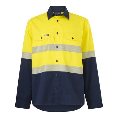 Citeco Men's Yellow/Navy Long Sleeve Taped Shirt Hi Vis - Size XL