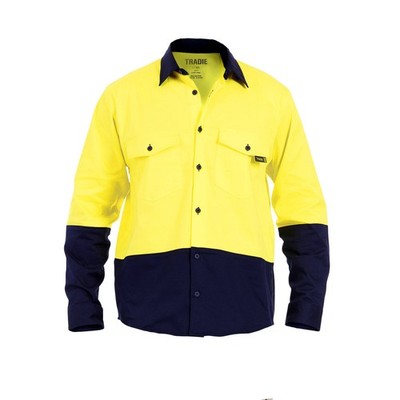 Tradie Core Hi Vis Yellow LS Refl Shirt - M