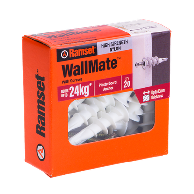 Ramset Nylon WallMate Plasterboard Anchor With Screws - 20 pieces