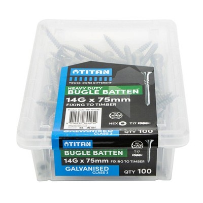 Titan 14G x 75mm CL3 Gal Bugle Batten Screw - 100 pieces
