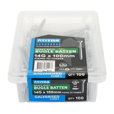 Titan 14G x 100mm CL3 Gal Bugle Batten Screw - 100 pieces