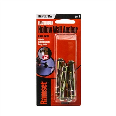 Ramset M5 x 9mm Plasterboard Hollow Wall Anchor - 4 pieces