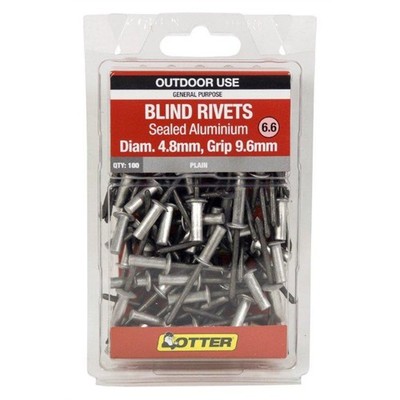 Otter 4.8 x 9.6mm Sealed Aluminium Blind Rivets - 100 pieces