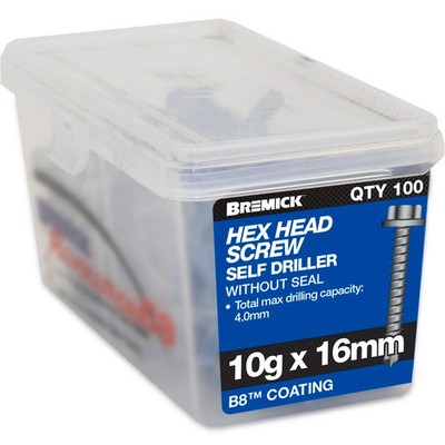 Bremick 10g x 16mm B8 Monument Steel Fencing Screws - 100 Pack(4)9 colours