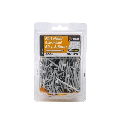 Paslode 50 x 2.8mm 500g Flat Head Galvanised Nails - 170 pieces