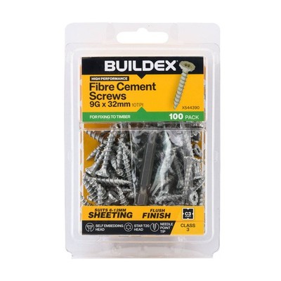 Buildex 9G x 32mm Class 3 Fibre Cement Screws - 100 pieces