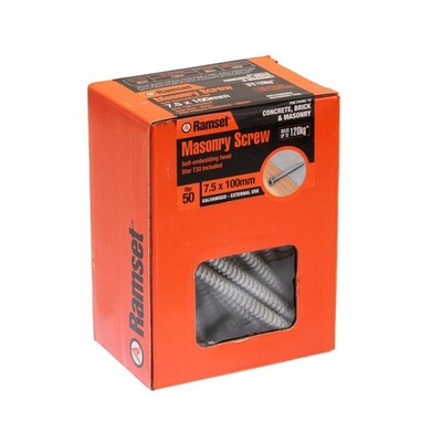 Ramset 7.5 x 100mm Galvanised Masonry Anchor Screw - 50 Box