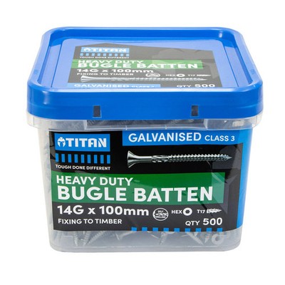 Titan 14G x 100mm CL3 Gal Bugle Batten Screw - 500 pieces