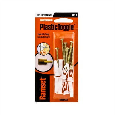 Ramset 8 x 12mm Plastic Toggle With Screw - 8 pieces
