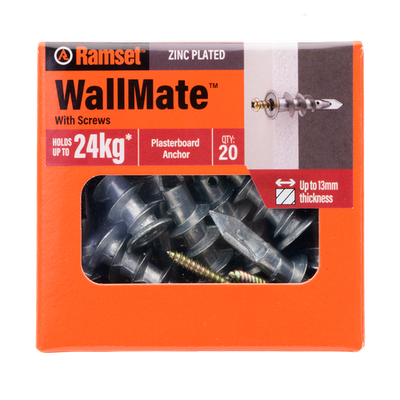 Ramset Zinc WallMate Plasterboard Anchor with screws – 20 pieces