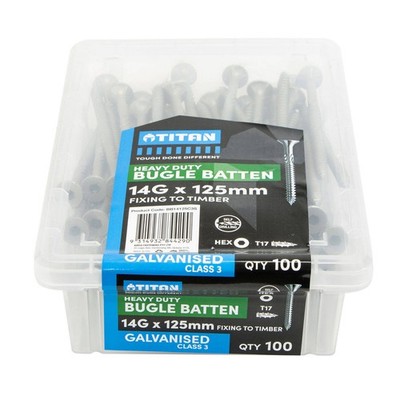 Titan 14G x 125mm CL3 Gal Bugle Batten Screw - 100 pieces
