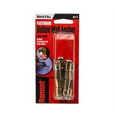 Ramset M6 x 13mm Hollow Wall Anchor - 4 pieces