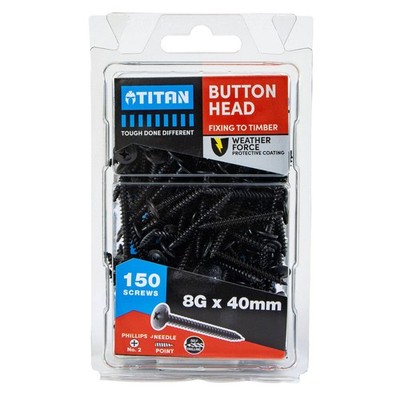 Titan 8G x 40mm Black Button Head Screws - 150 pieces