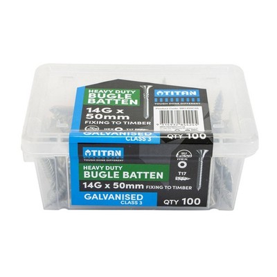 Titan 14G x 50mm CL3 Gal Bugle Batten Screw - 100 pieces
