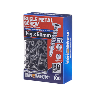 Bremick Metal Bugle Screw 14g x 50mm T40 B8 BOX 100
