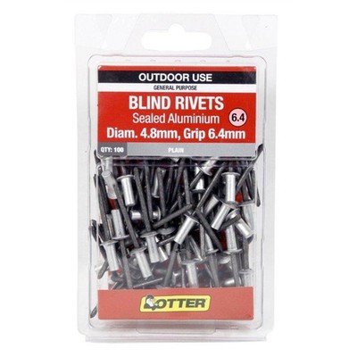 Otter 4.8 x 6.4mm Sealed Aluminium Blind Rivets - 100 pieces