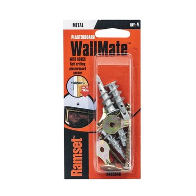 Ramset WallMate Plasterboard Anchor With Screws And Hooks - 4 pieces