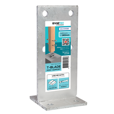VUEPRO 140 x 140mm Galvanised T-Blade Post Support - Each
