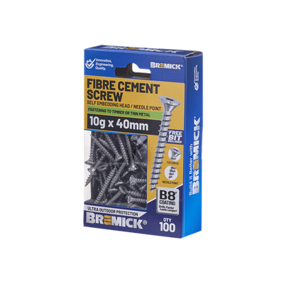 Bremick 10g x 40mm T25 B8 Fibre Cement Screw - 100 pieces