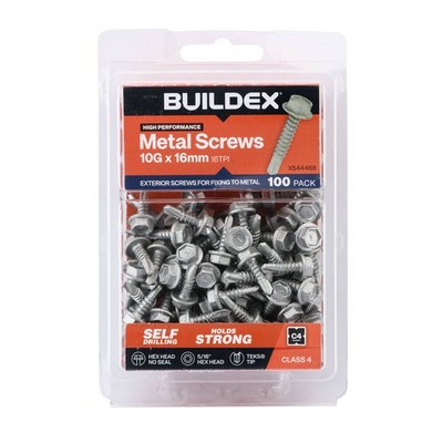 Buildex 10G x 16mm Class 4 Cladding & Fencing TEKS Screws - 100 pieces