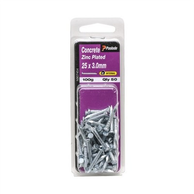 Paslode 25 x 3.0mm 100g Zinc Plated Concrete Nails 2 pcs