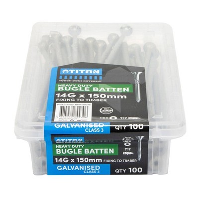 Titan 14G x 150mm CL3 Gal Bugle Batten Screw - 100 pieces