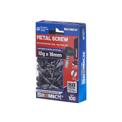 Bremick 10g x 16mm B8 MO Metal Hex Screw - 100 Box